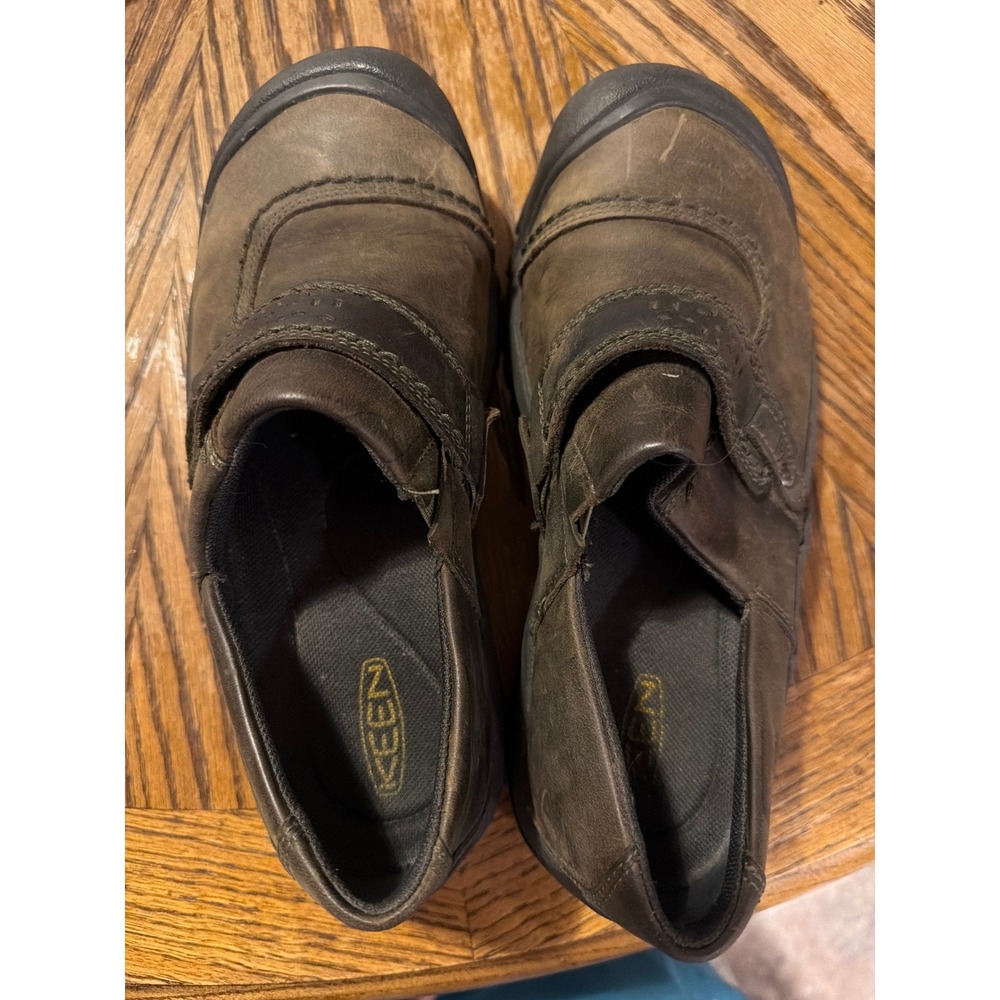 Keen Presidio II Brown Leather Slip On Loafer Shoes Womens 7 Hook Loop Strap